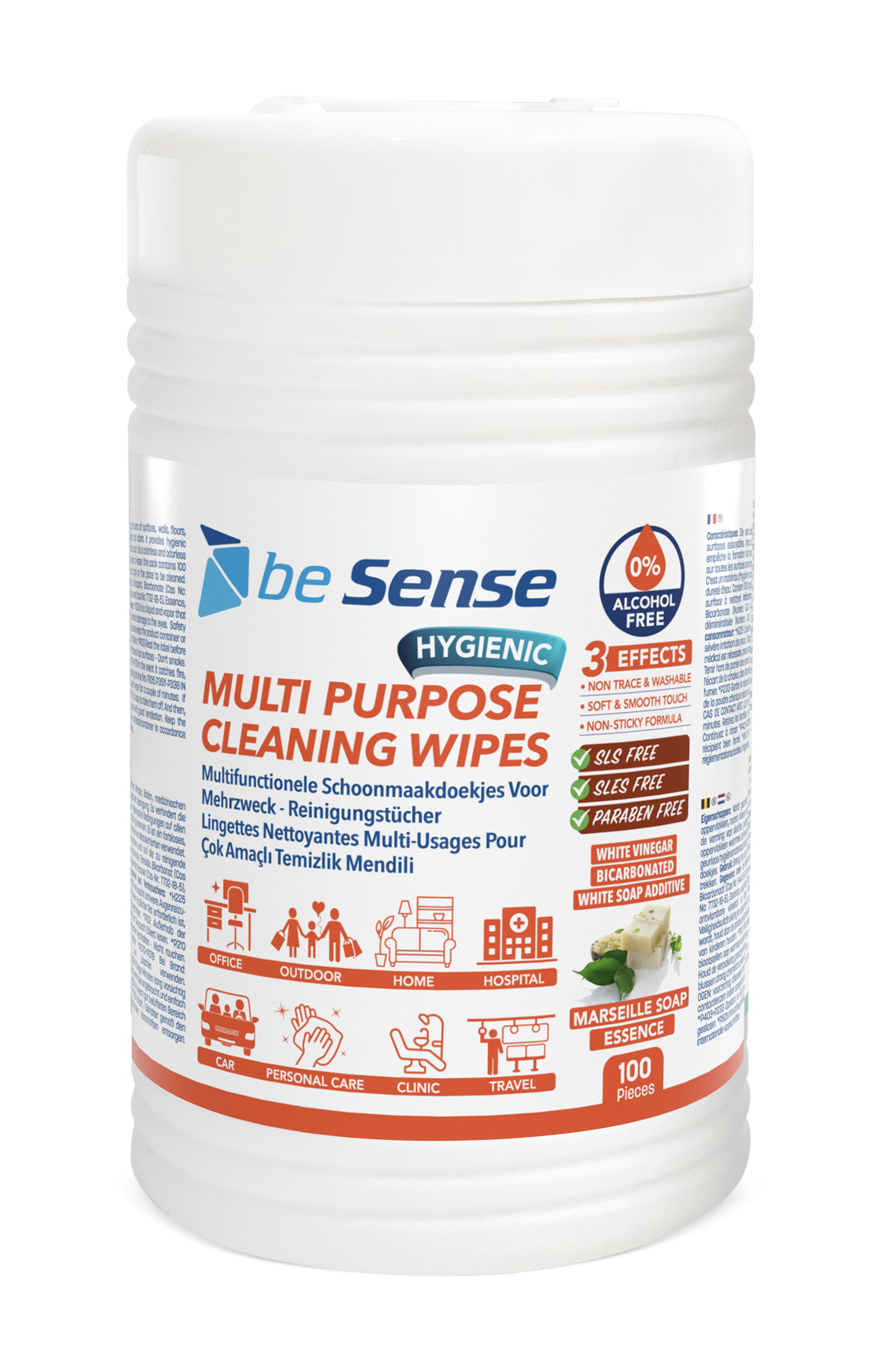 BESENSE BEYAZ SABUN Yüzey Temizleyici Islak Mendil  100 Yaprak