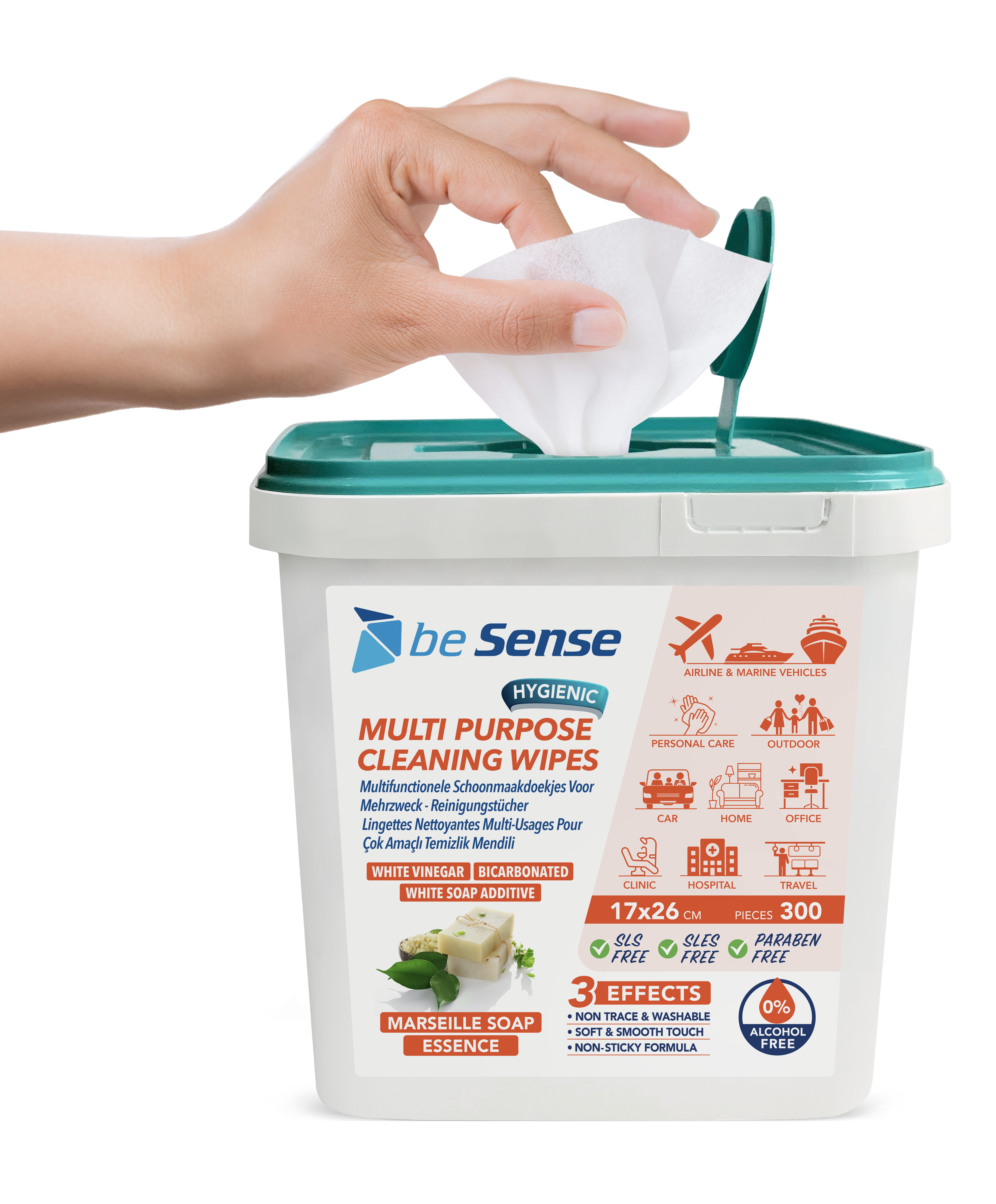 BESENSE BEYAZ SABUN Yüzey Temizleyici Islak Mendil  300 Yaprak