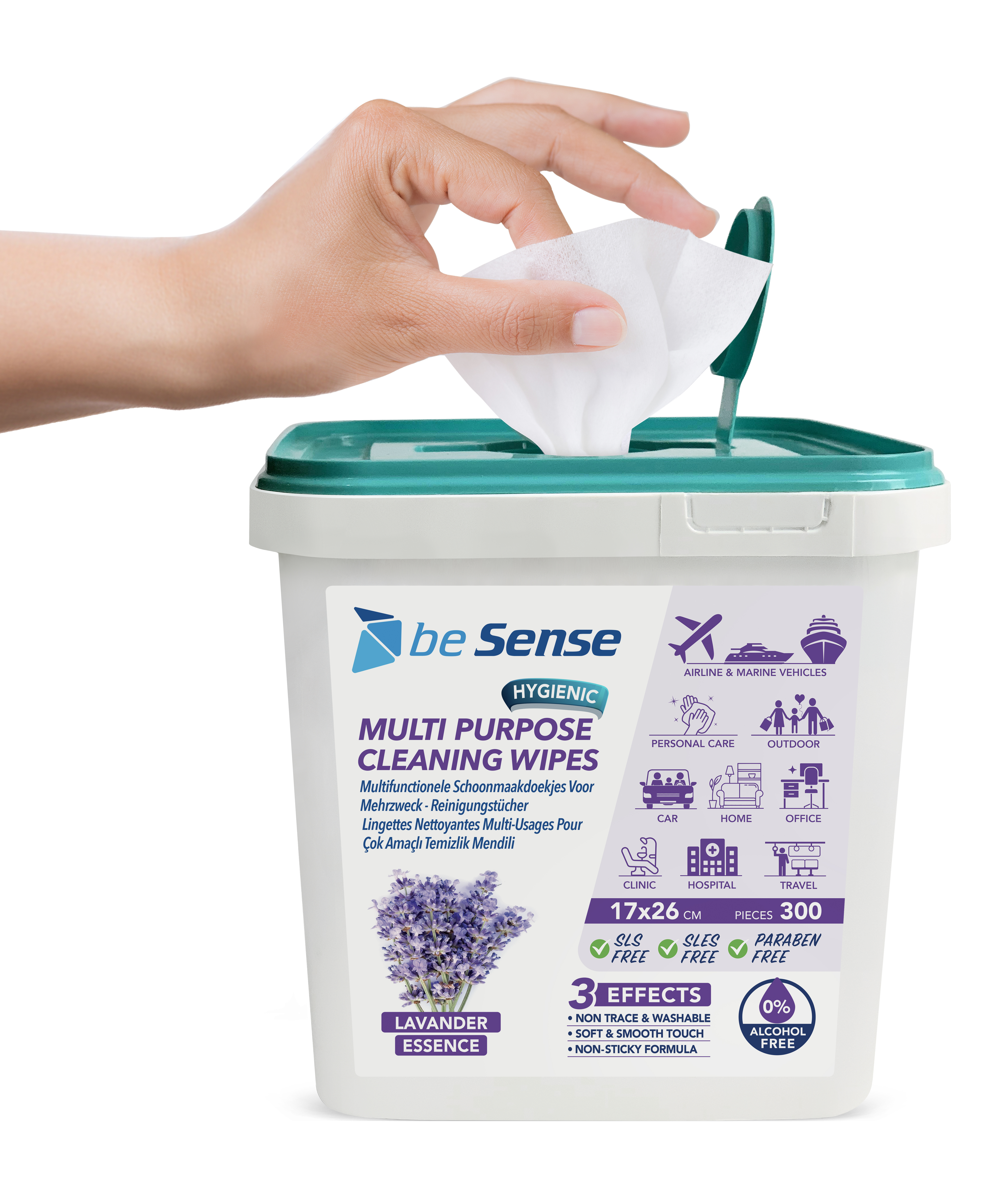 BESENSE LAVANTA ÖZLÜ Yüzey Temizleyici Islak Mendil  300 Yaprak