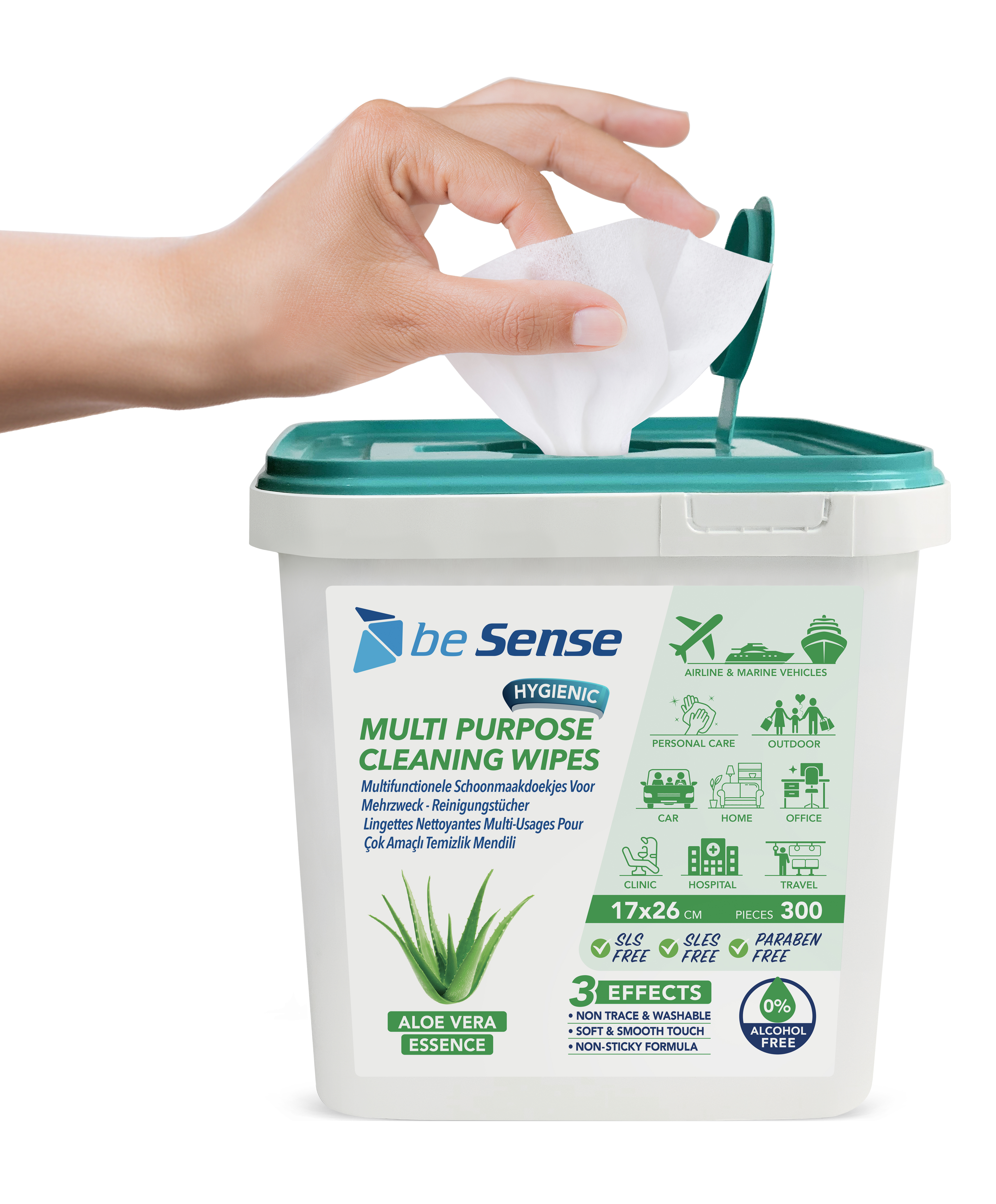 BESENSE ALEO VERA ÖZLÜ Yüzey Temizleyici Islak Mendil  300 Yaprak