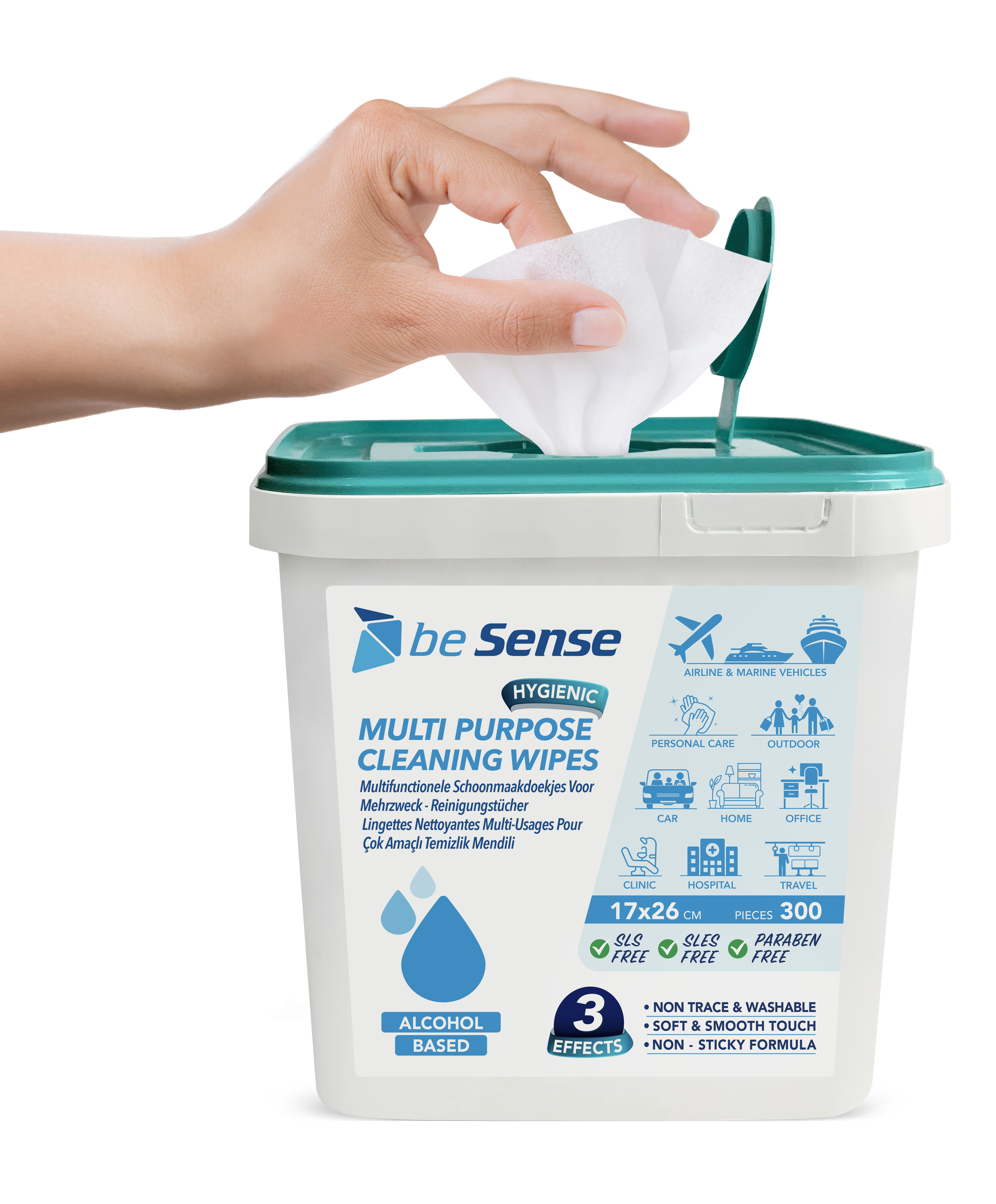 BESENSE ALKOLLÜ Yüzey Temizleyici Islak Mendil  300 Yaprak