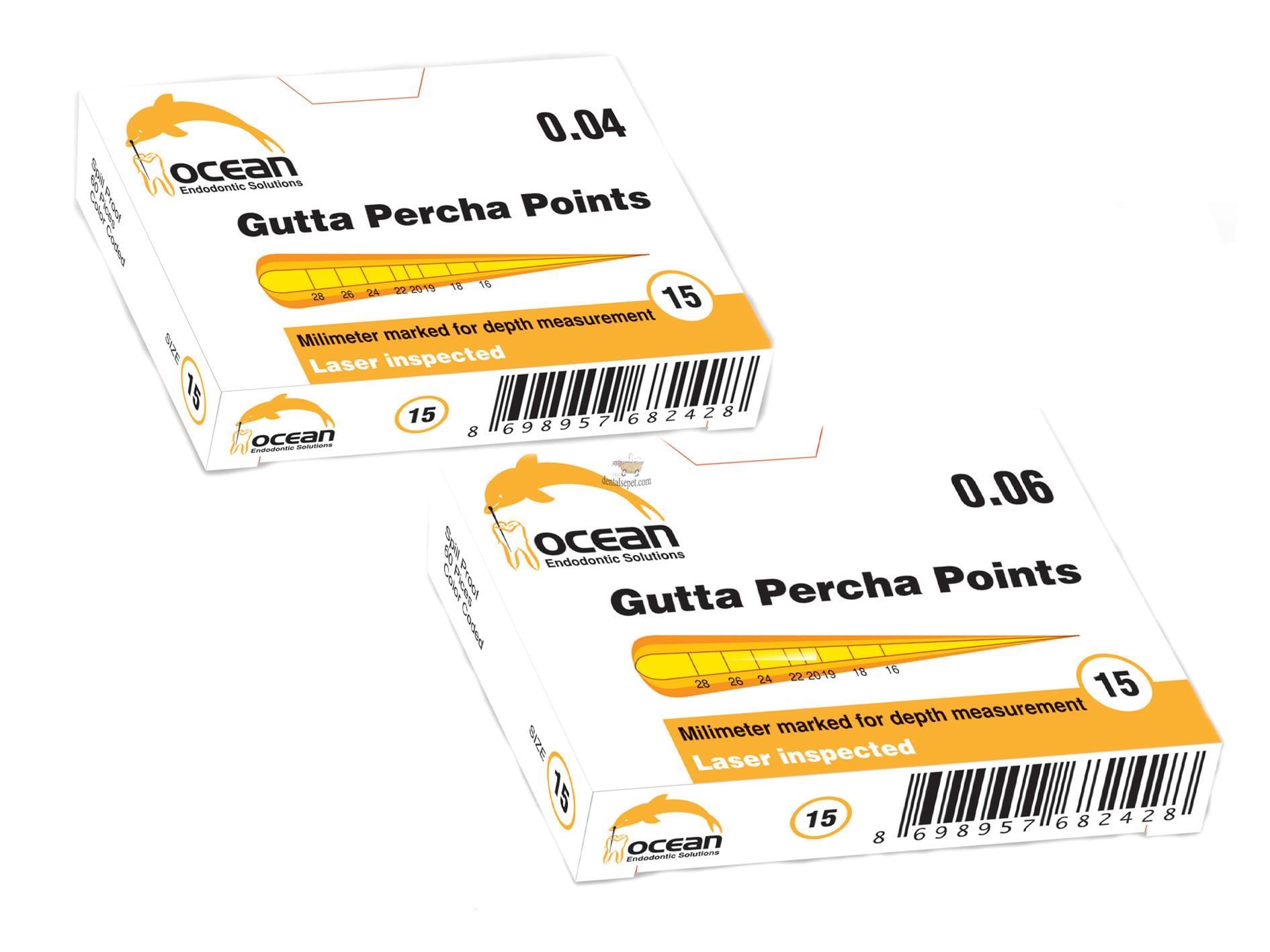 Ocean 0.04 Taper Gutta Percha Konileri (60 Adet/Paket)
