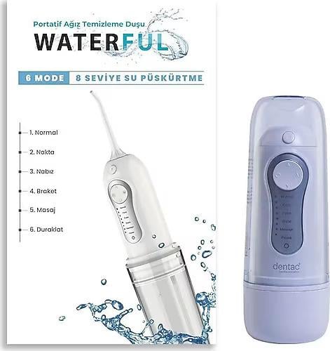 Dentac Portatif Ağız Temizleme Duşu - Kablosuz, USB Şarjlı, 3 Kademeli Su Basıncı