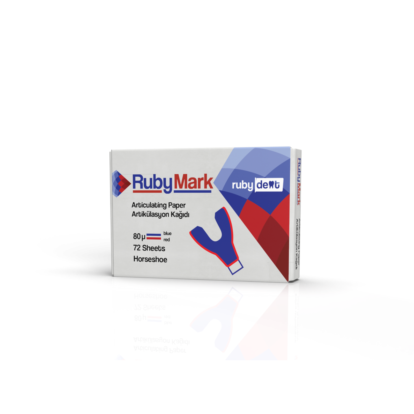 Rubydent RubyMark Nal Artikülasyon Kağıdı 80μ Mavi/Kırmızı 72 Adet